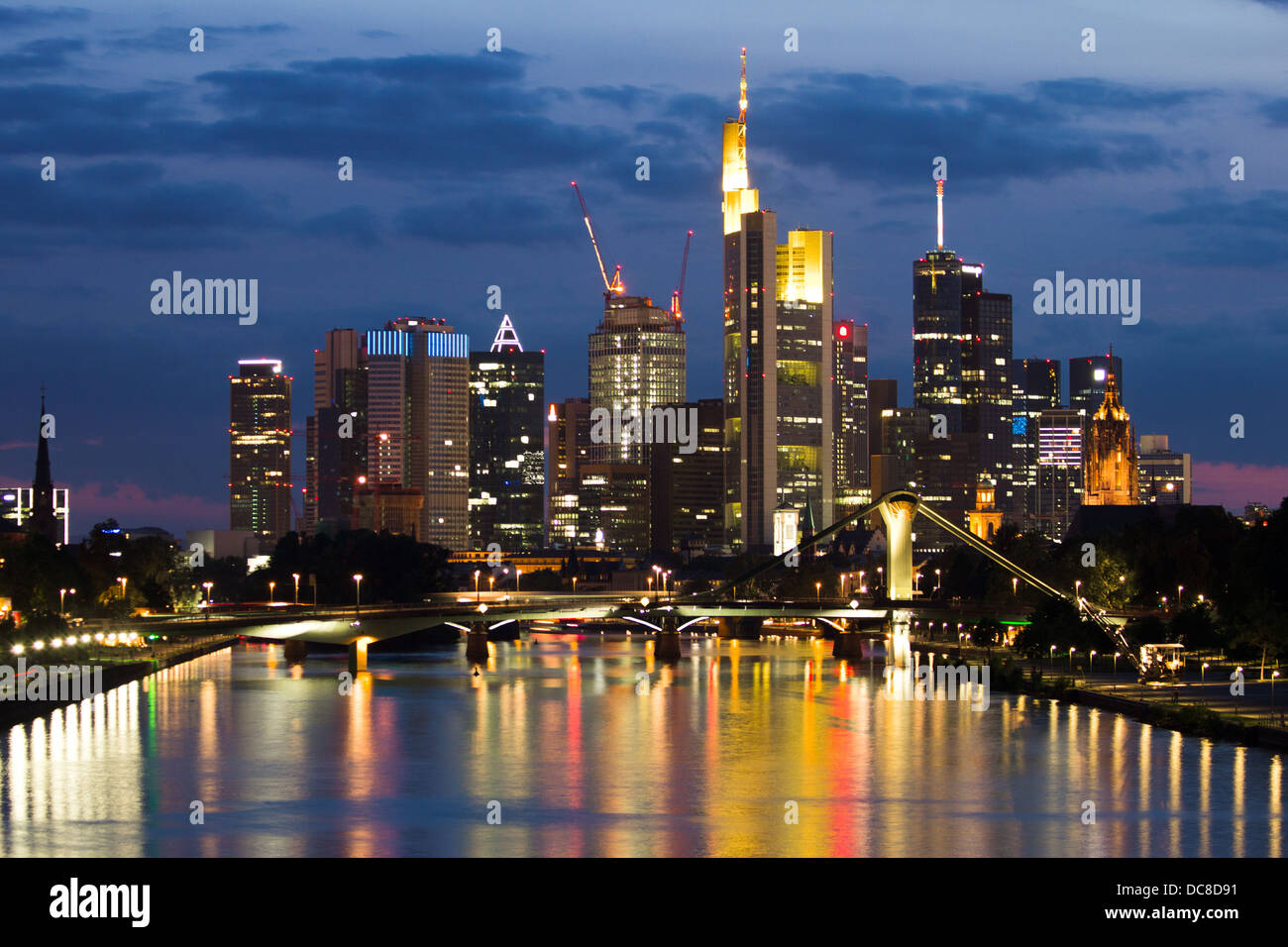 Skyline di Francoforte sul Meno, Germania Foto Stock