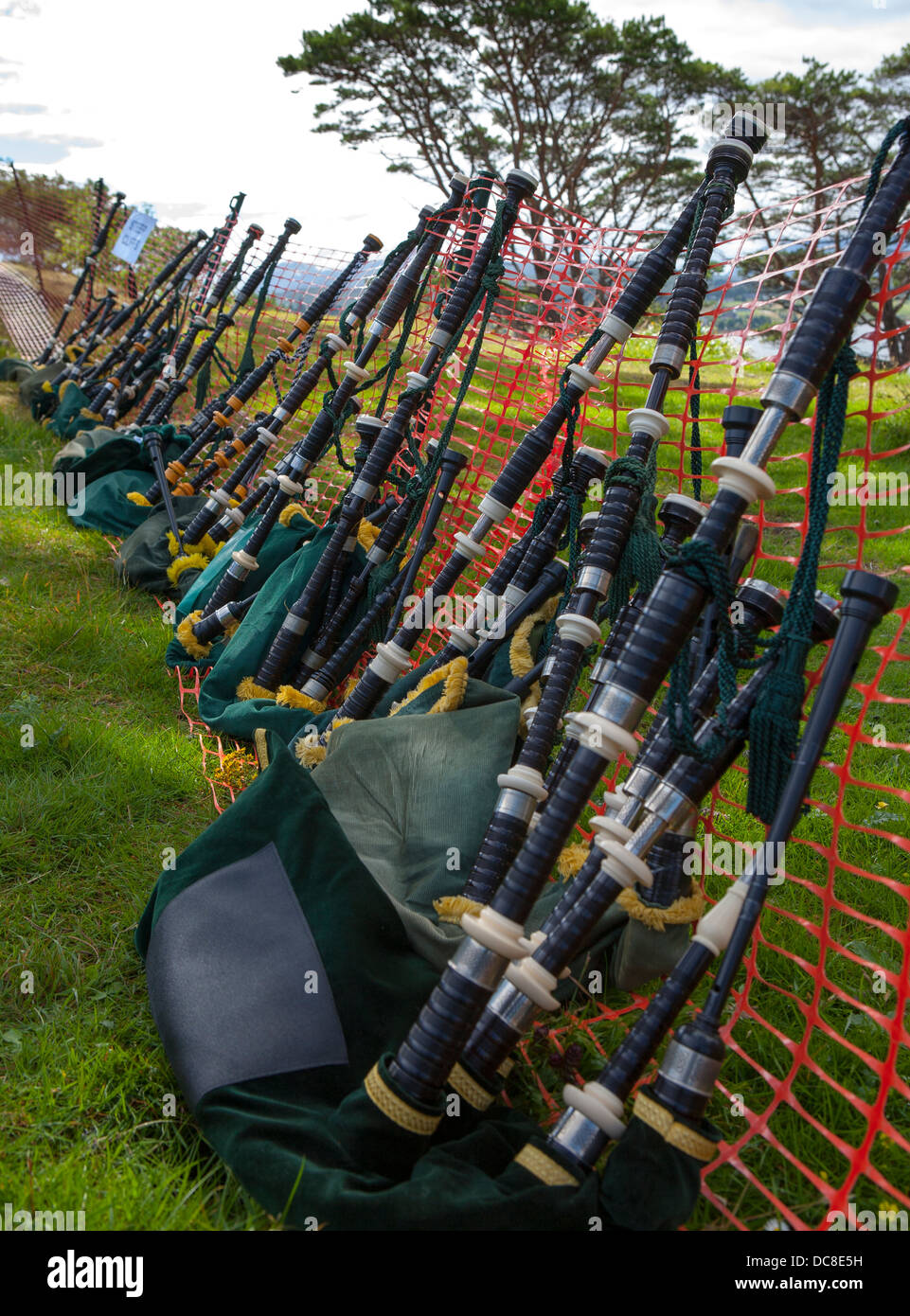 Cornamusa al 2013 Isola di Skye Highland Games svoltasi a Portree, Scotland, Regno Unito Foto Stock