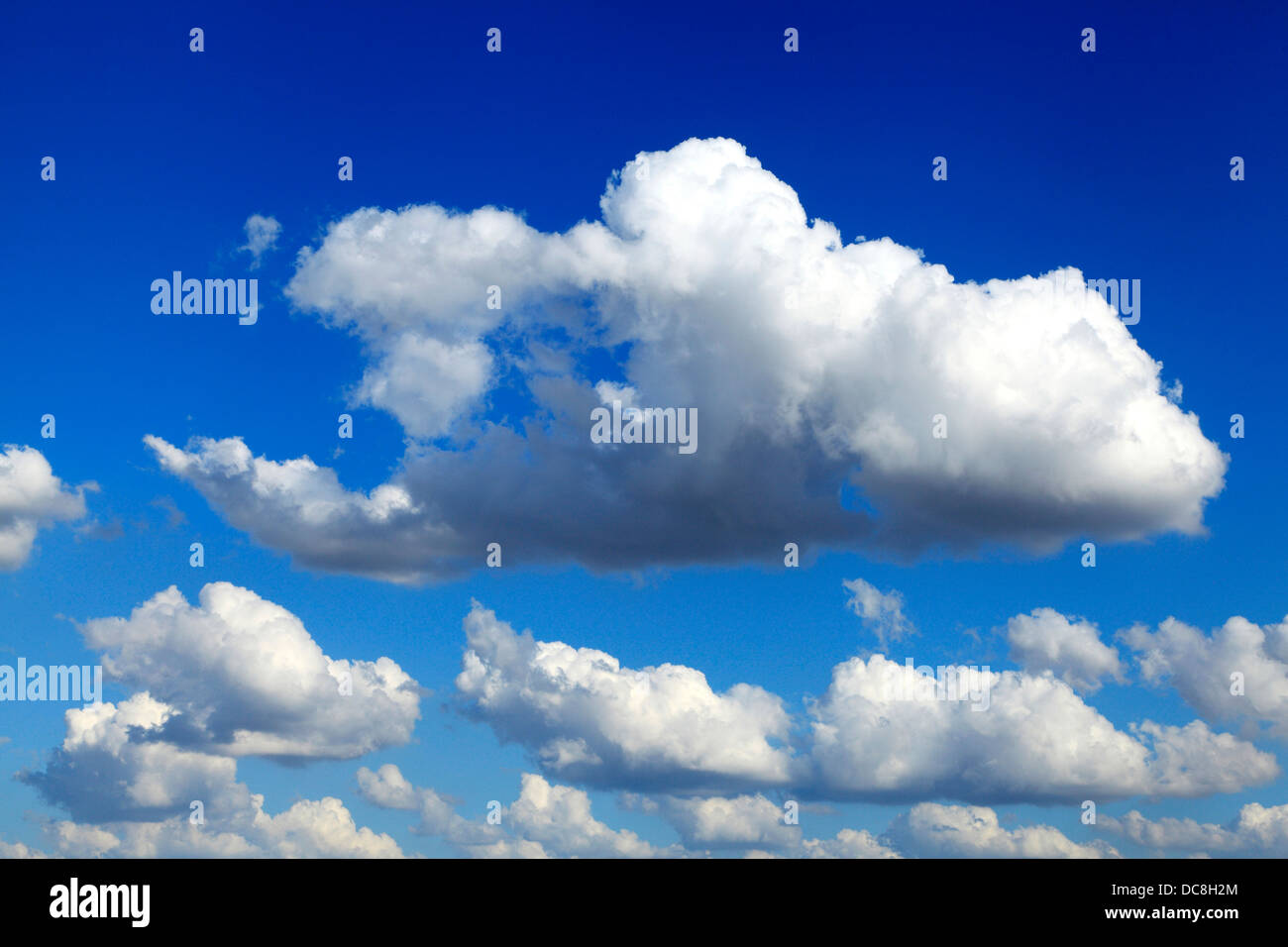 Il cielo blu, il bianco puffy cumulus nuvole cloud, cieli, meteorologia, meteo ,,sfondo Foto Stock