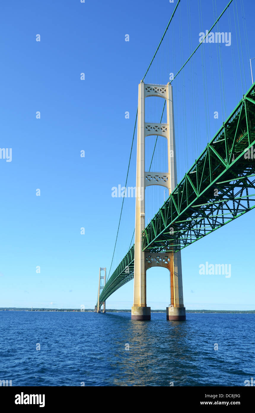 Ponte Mackinac sullo stretto di Mackinac, Michigan, Stati Uniti d'America Foto Stock