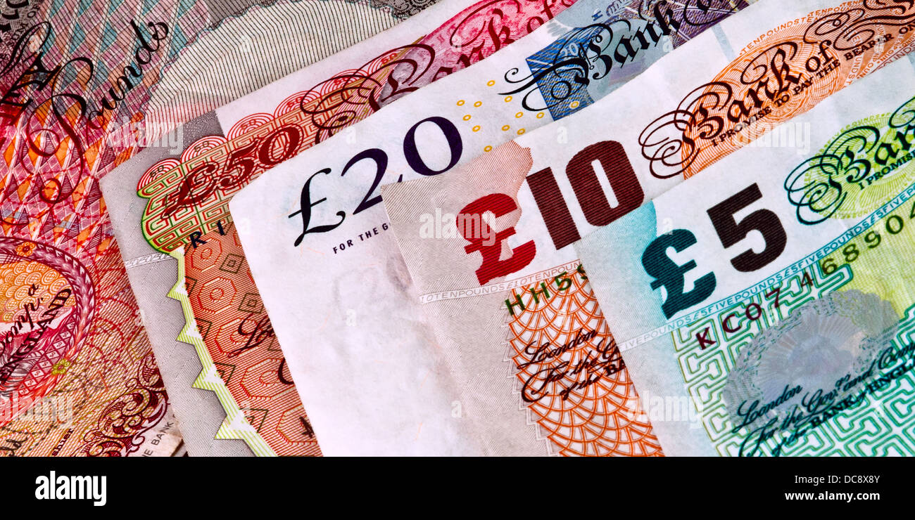 Inglese - British solo banconote - Carta Moneta Foto Stock