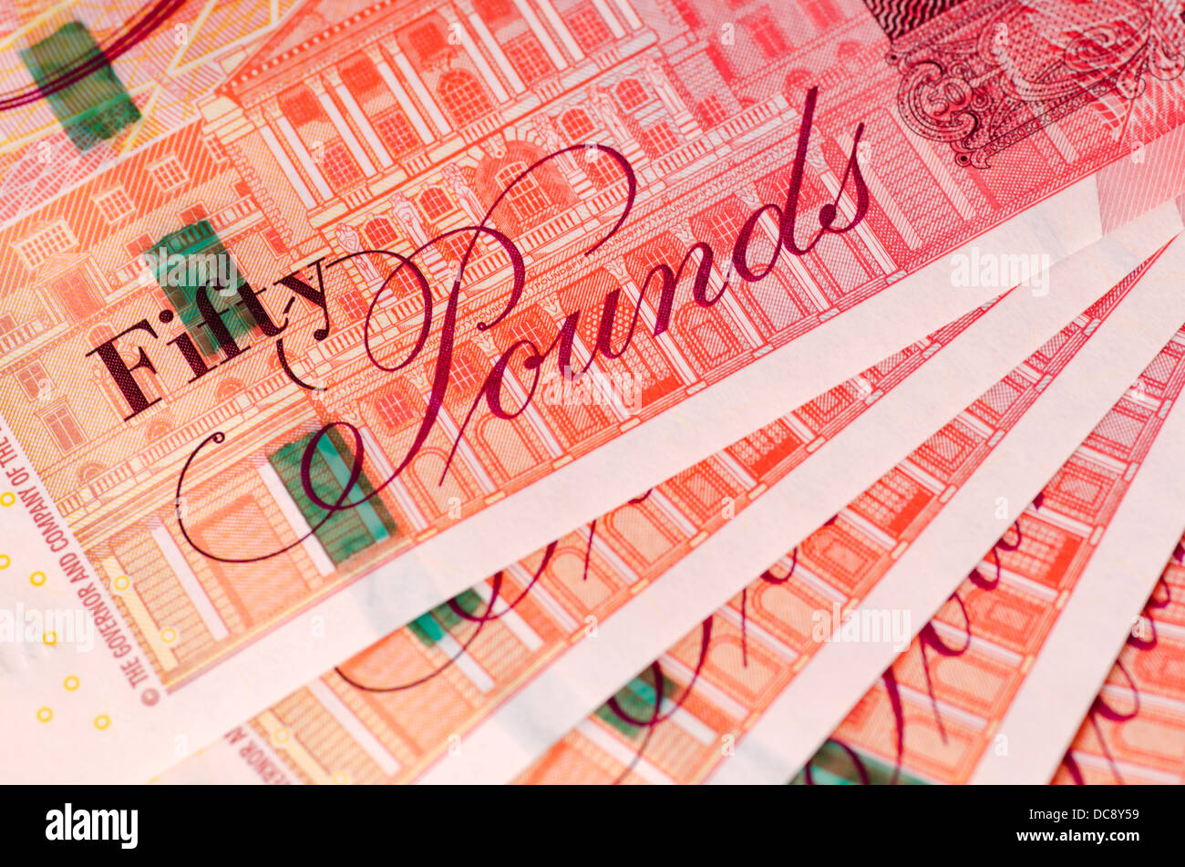 Cinquanta Pound note Foto Stock