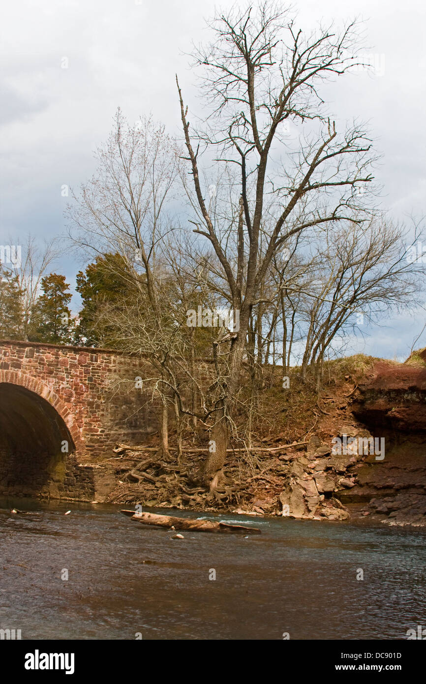 Bull Run ponte in pietra a Manassas National Battlefield Park in Prince William County, Virginia. Foto Stock