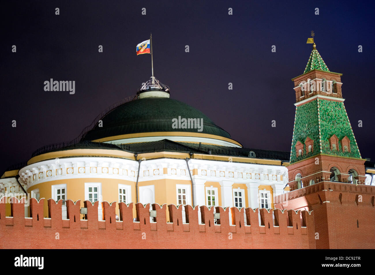 Il Cremlino di notte Mosca Russia Foto Stock