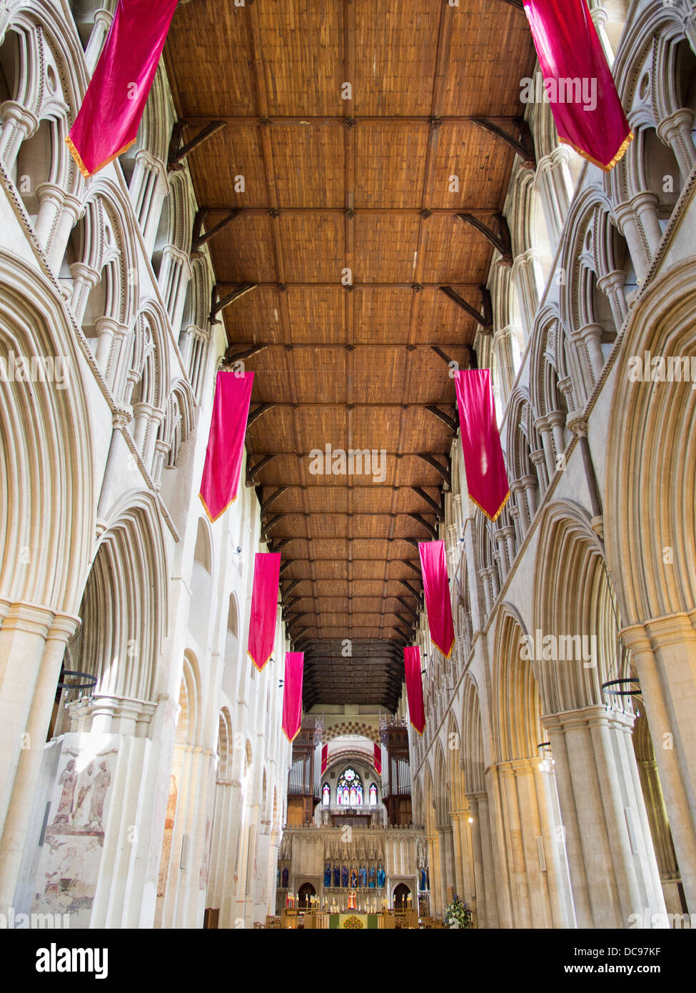 St Albans Cathedral in Hertfordshire, Inghilterra - interno 2 Foto Stock