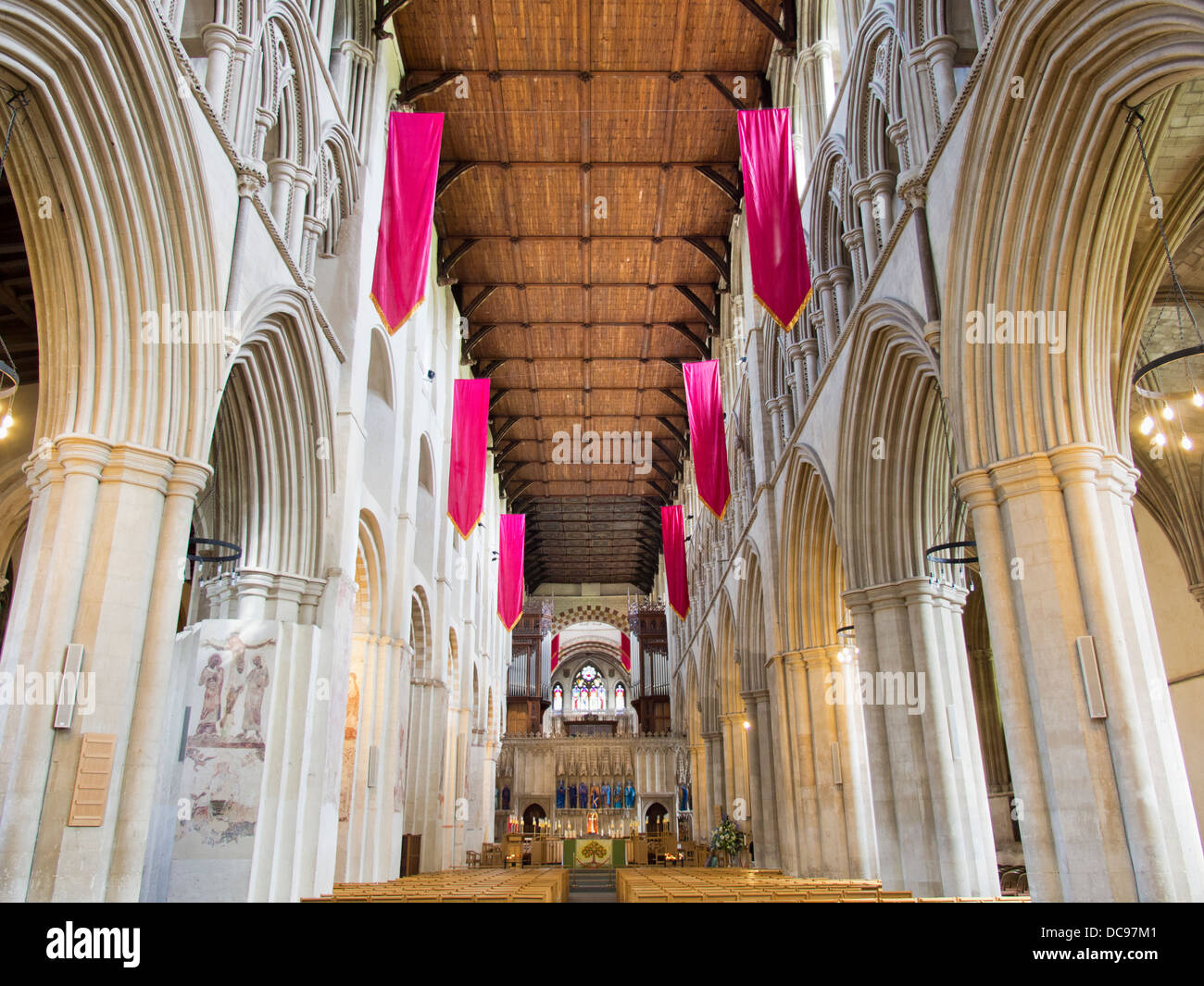 St Albans Cathedral in Hertfordshire, Inghilterra - interno 3 Foto Stock
