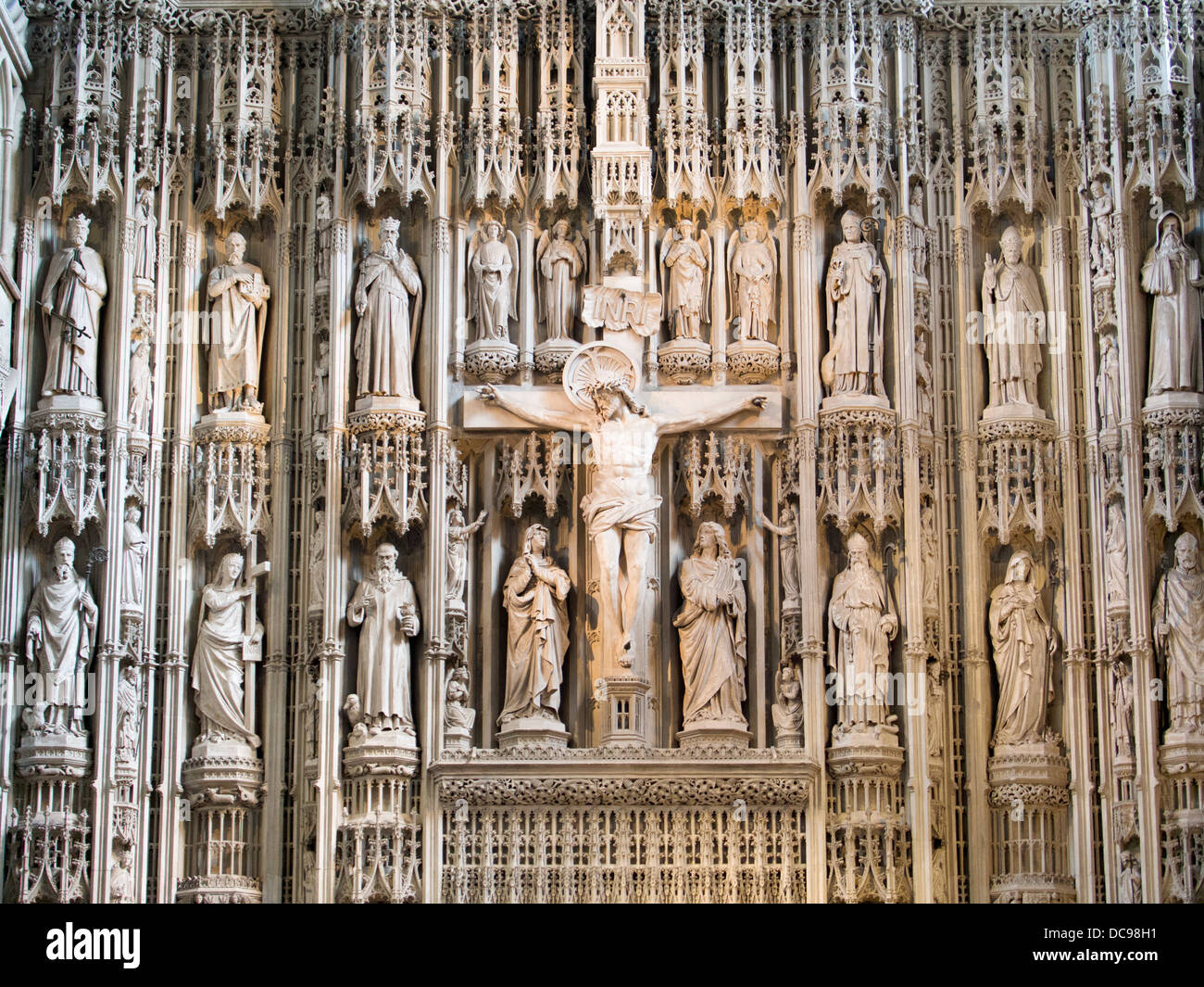 St Albans Cathedral in Hertfordshire, Inghilterra - il restaurato Wallingford schermo di c.1480 5 Foto Stock