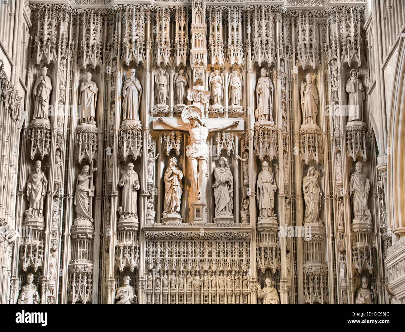St Albans Cathedral in Hertfordshire, Inghilterra - il restaurato Wallingford schermo di c.1480 4 Foto Stock