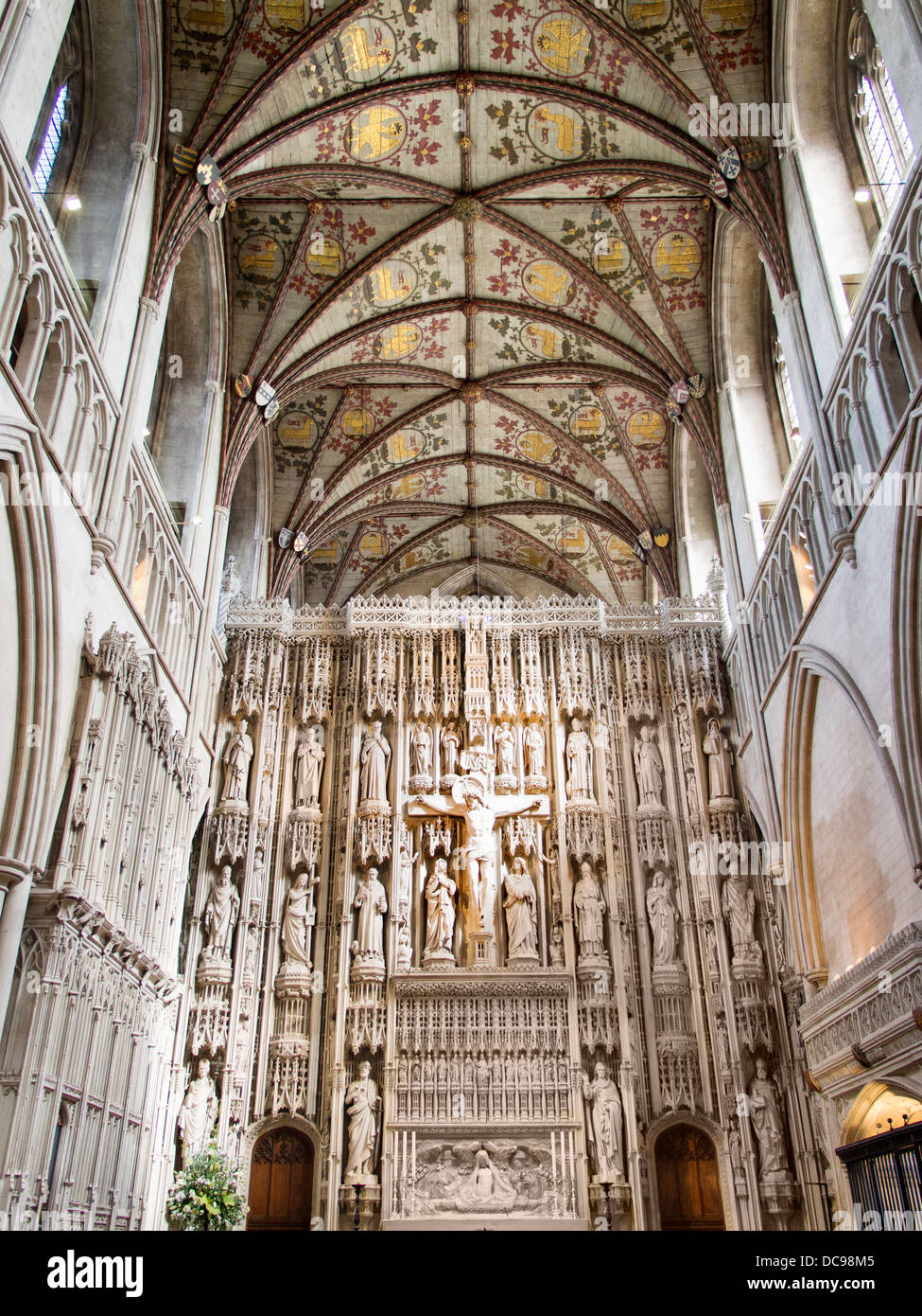 St Albans Cathedral in Hertfordshire, Inghilterra - il restaurato Wallingford schermo di c.1480 2 Foto Stock