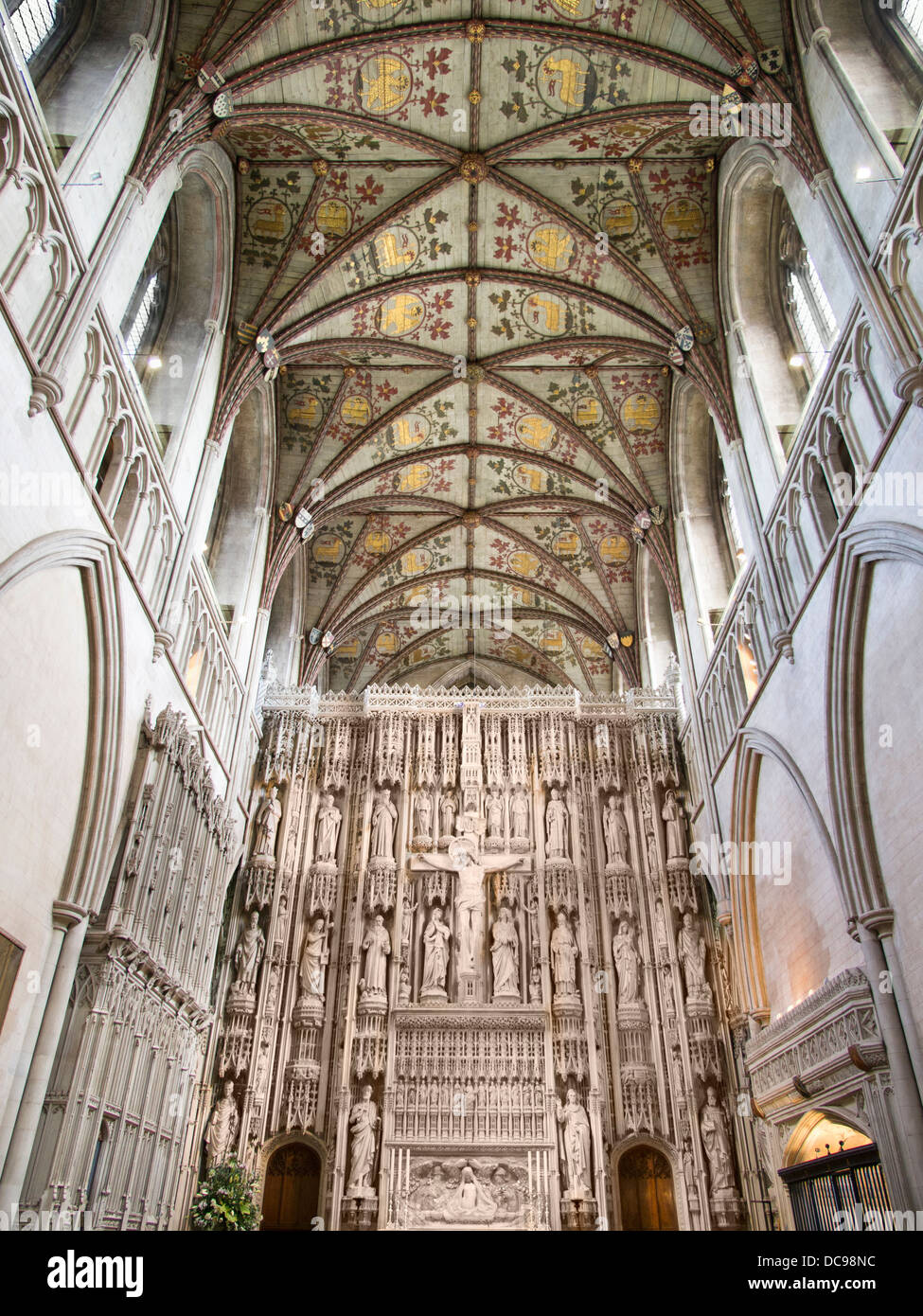 St Albans Cathedral in Hertfordshire, Inghilterra - il restaurato Wallingford schermo di c.1480 1 Foto Stock