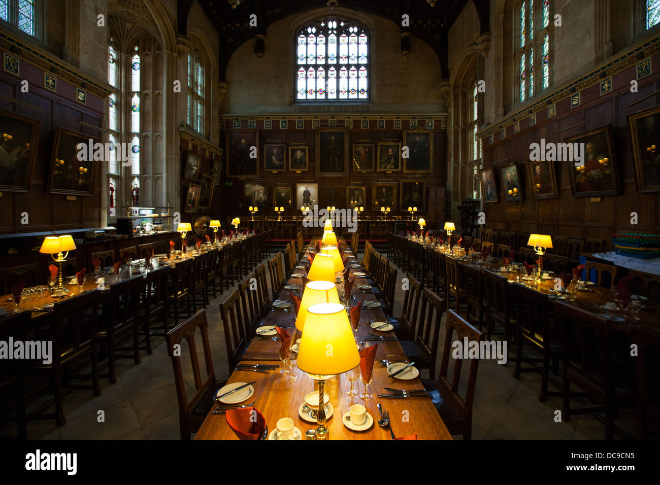 La sala da pranzo al Christ Church College, Oxford University, Inghilterra Foto Stock