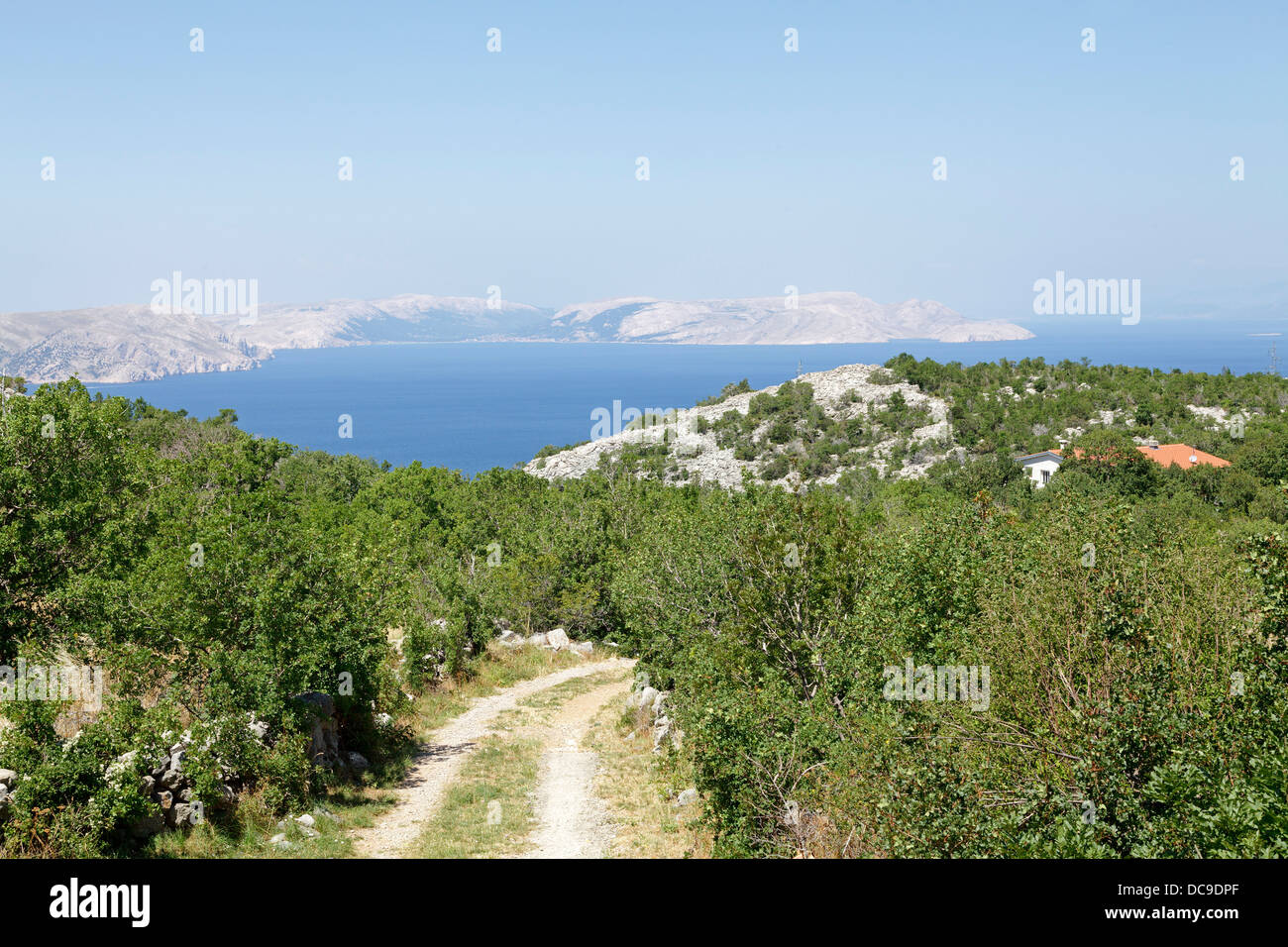 Vista panoramica Vicino a Kamenice, golfo di Kvarner, Croazia Foto Stock