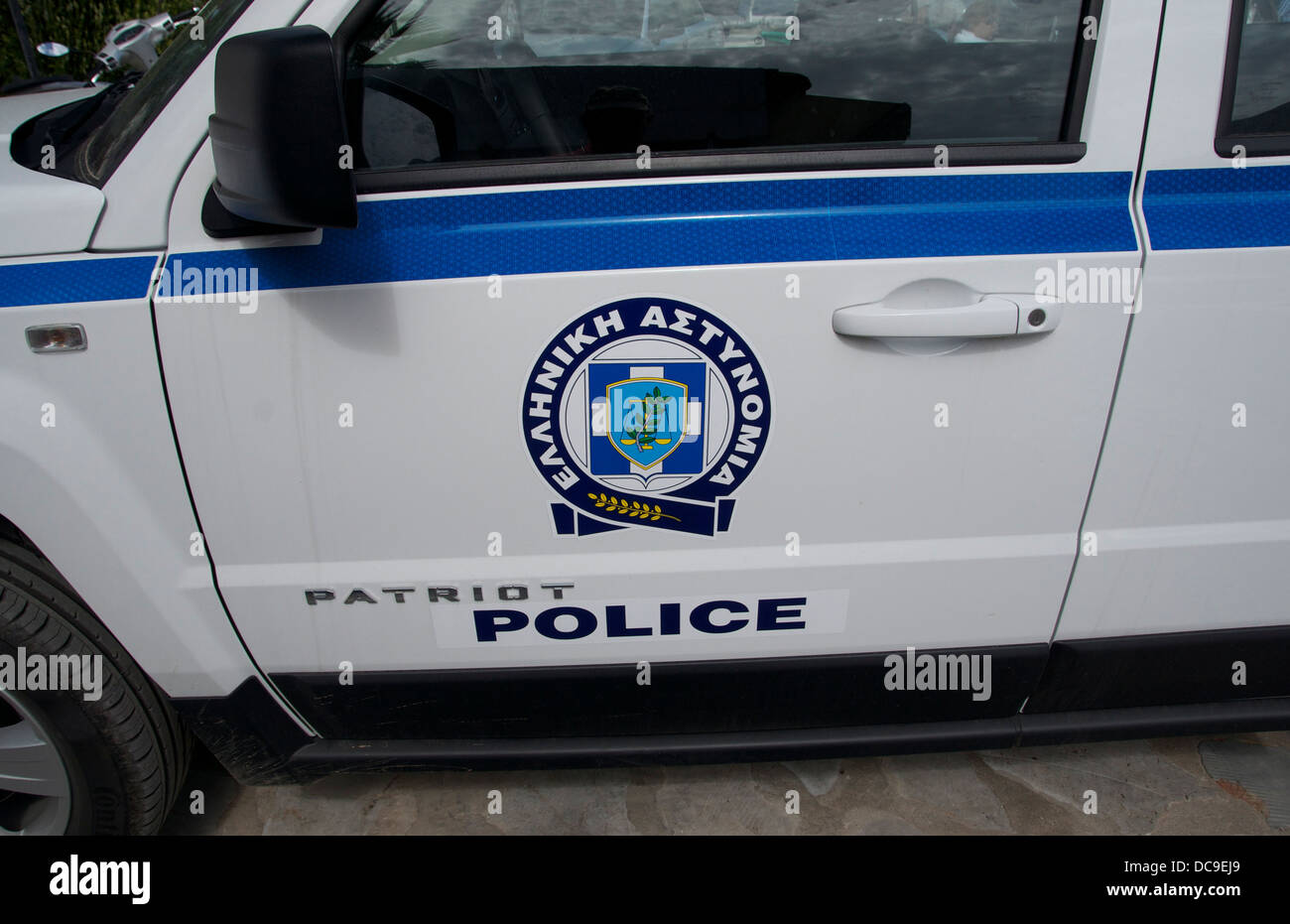 La polizia greca, su una vettura. Foto Stock