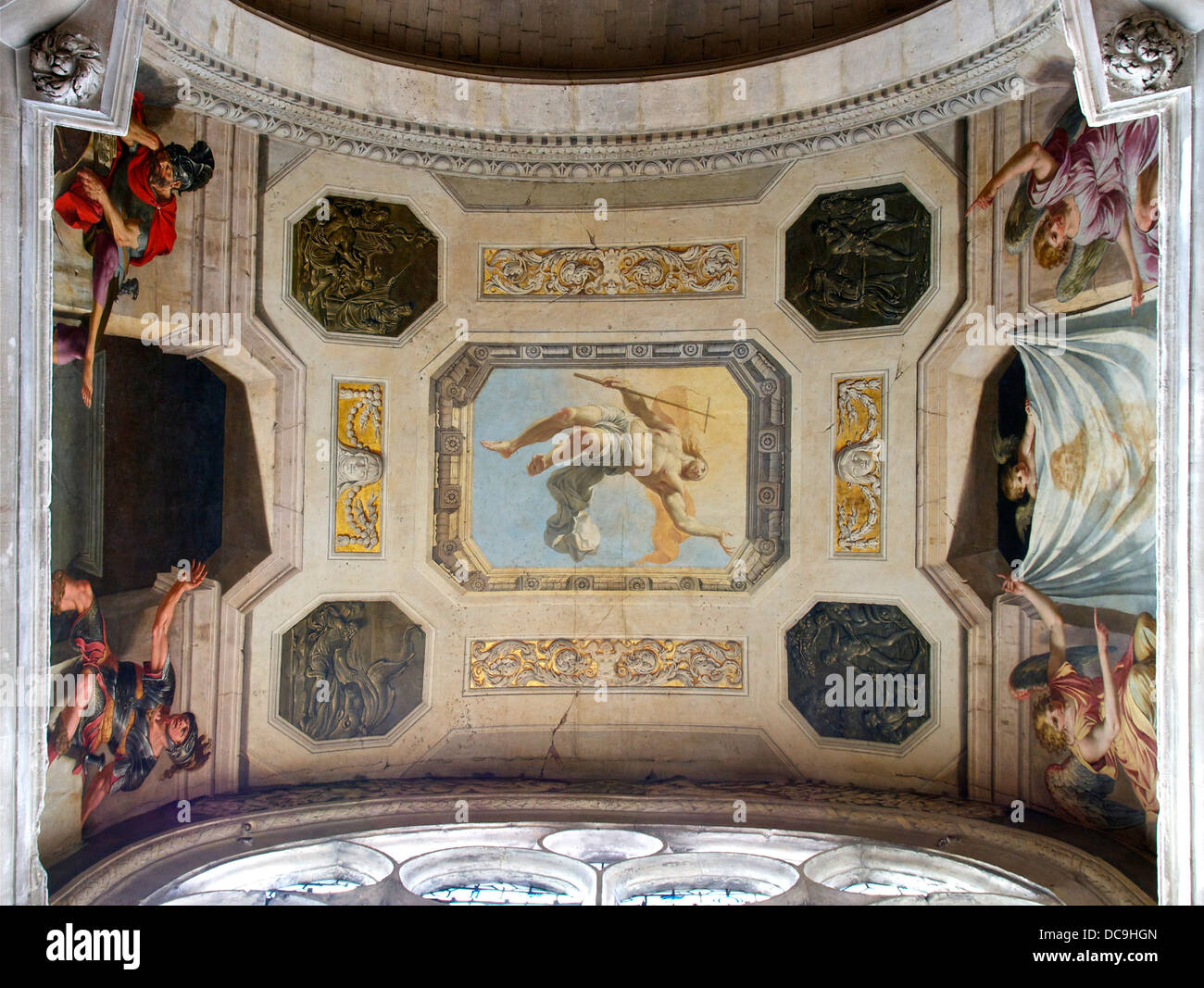"La risurrezione di Cristo", vista generale dell'affresco vault da Michel CORNEILLE l'Ancien (1601-1664), la chiesa di Saint Nicolas des ch Foto Stock