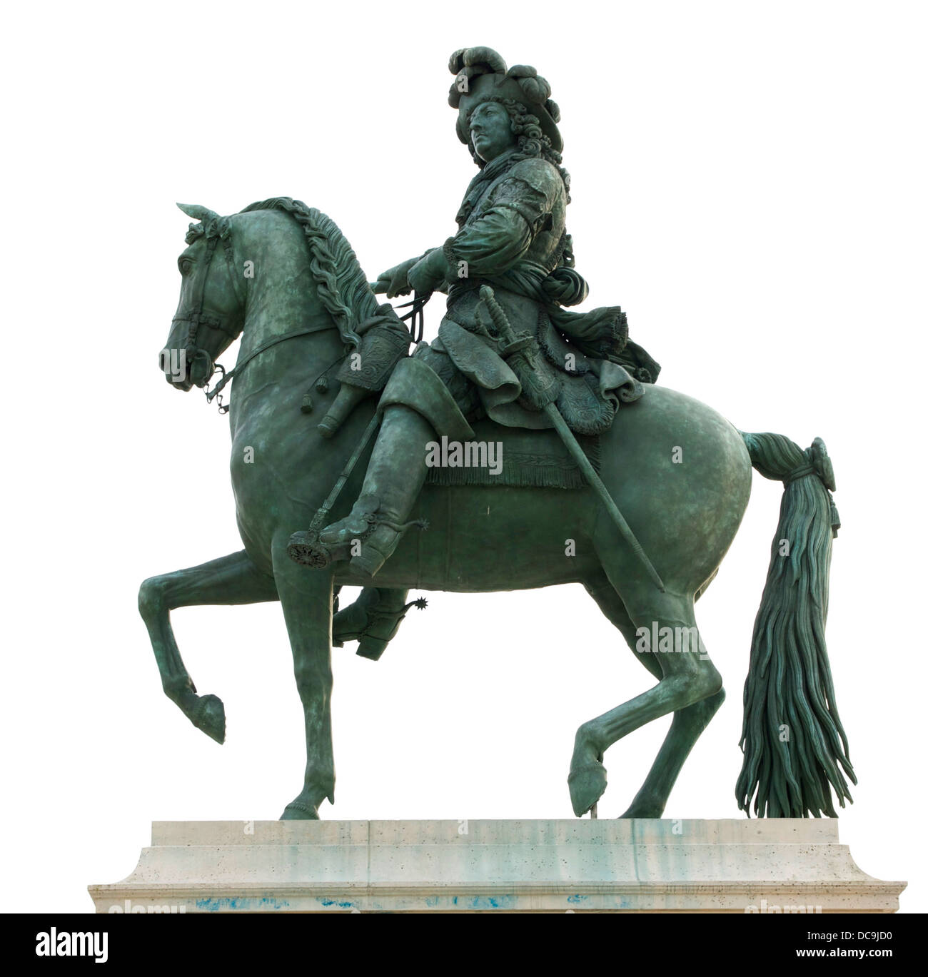 Statua equestre di Luigi XIV in 'Place d'Armes' di Versailles. Foto Stock