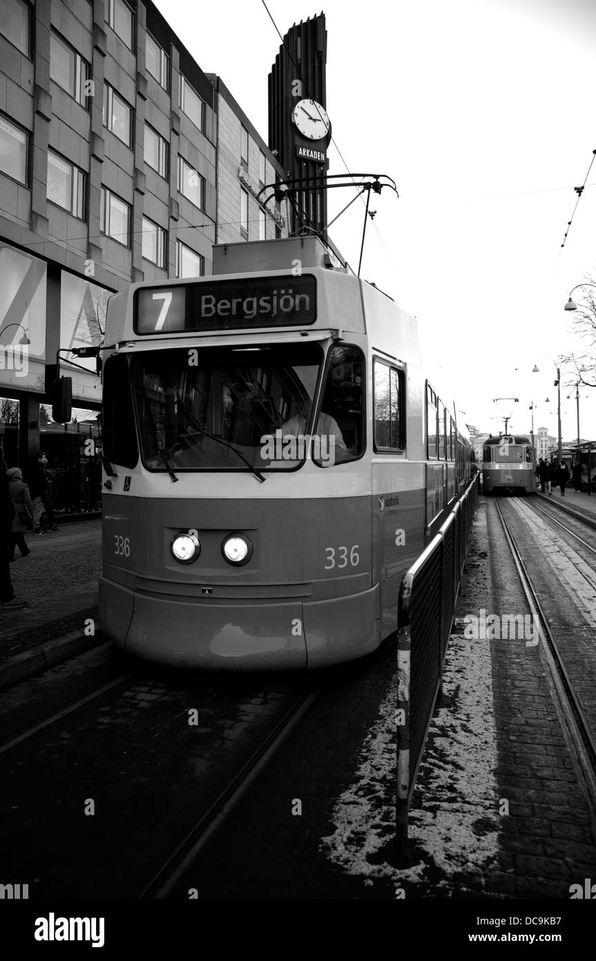 Un tipico tram in auto la città svedese di Göteborg Foto Stock