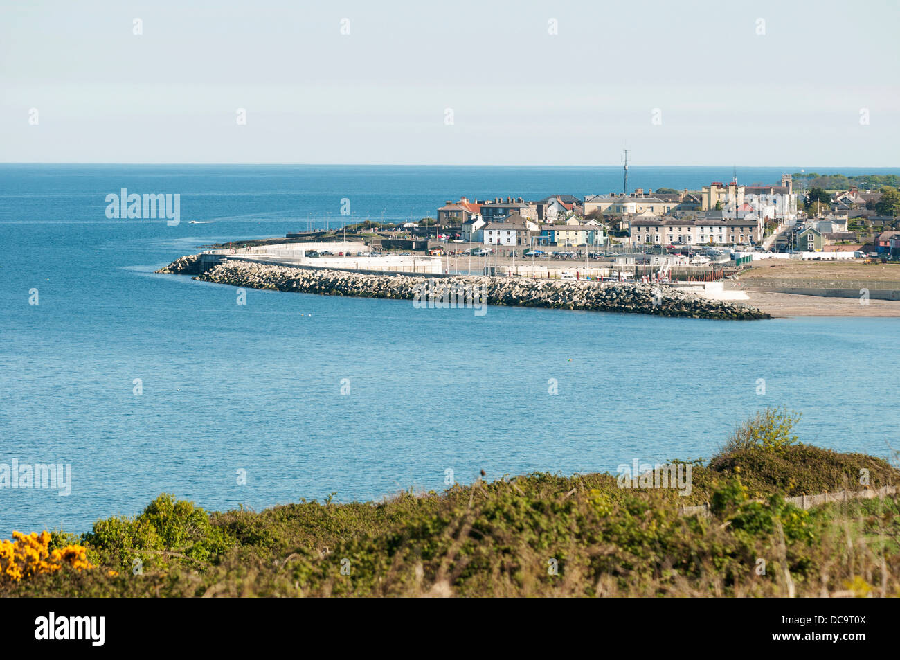 Greystones (Irish: Na Clocha Liatha) è una città costiera e la località balneare nella contea di Wicklow, Irlanda. Foto Stock