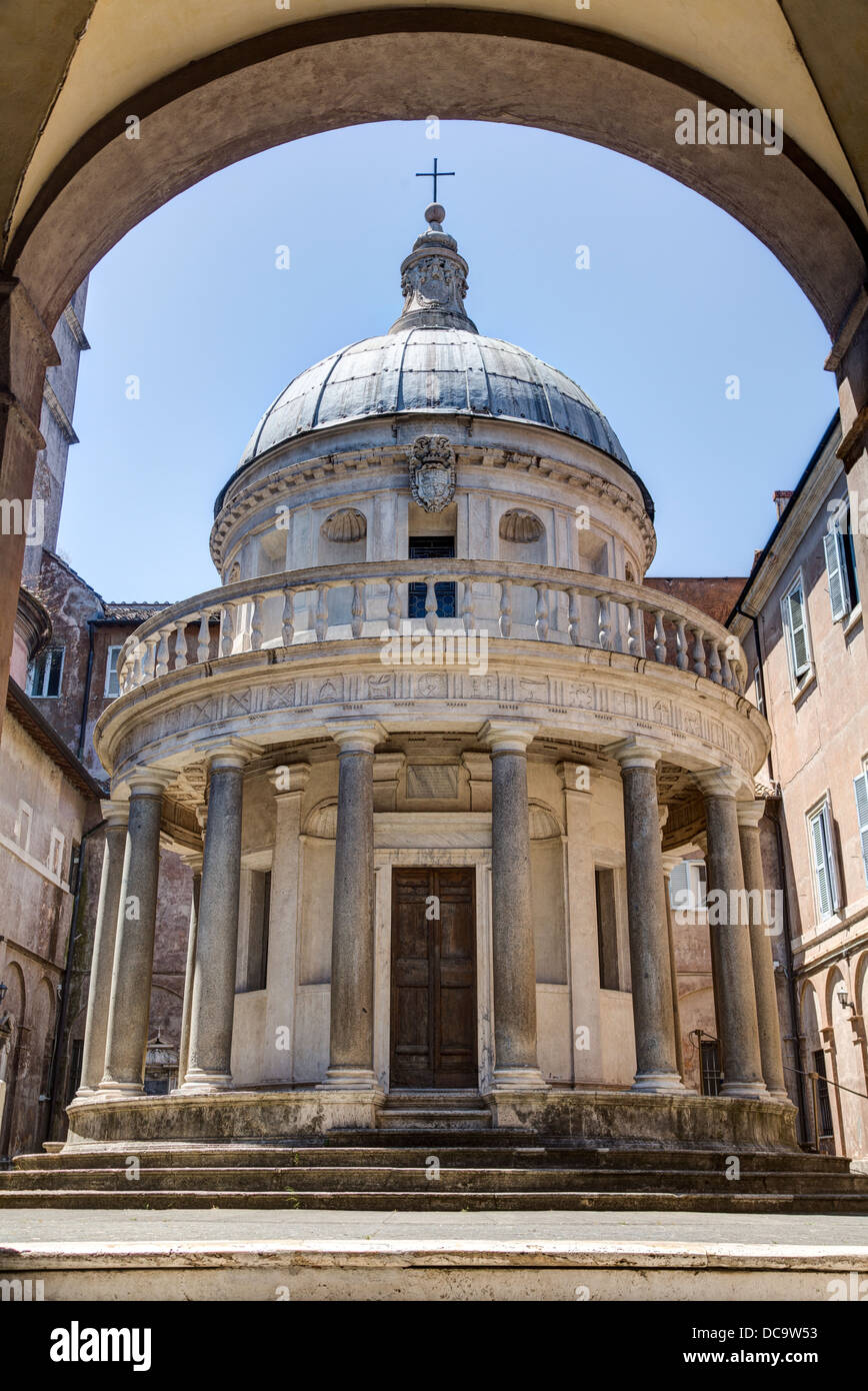 Il cosiddetto tempietto del Bramante, di San Pietro in Montorio, Roma, Italia Foto Stock