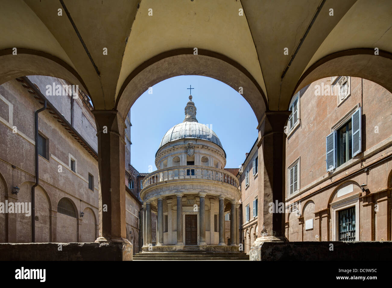 Il cosiddetto tempietto del Bramante, di San Pietro in Montorio, Roma, Italia Foto Stock