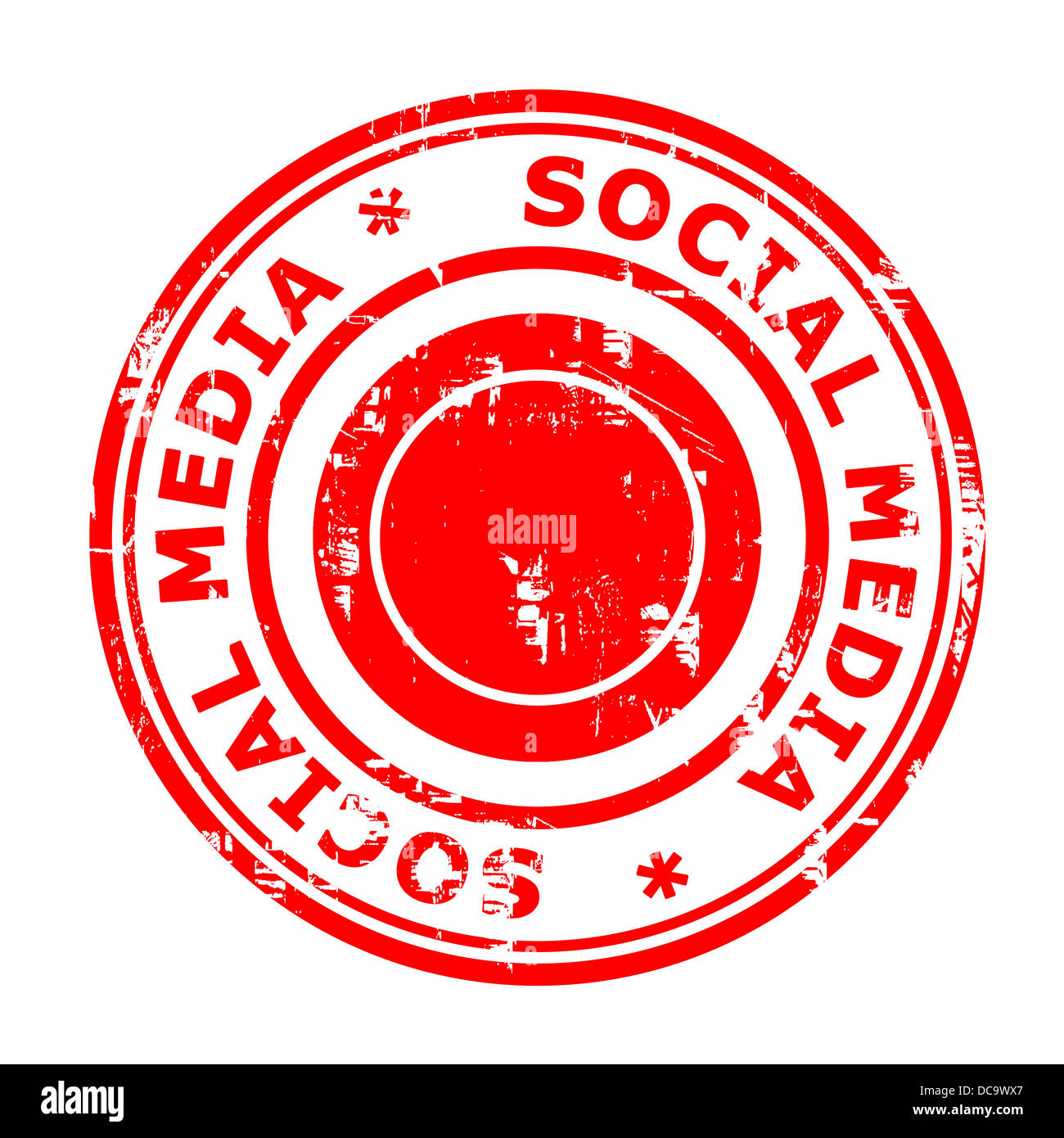 Social media concetto timbro isolato su uno sfondo bianco. Foto Stock