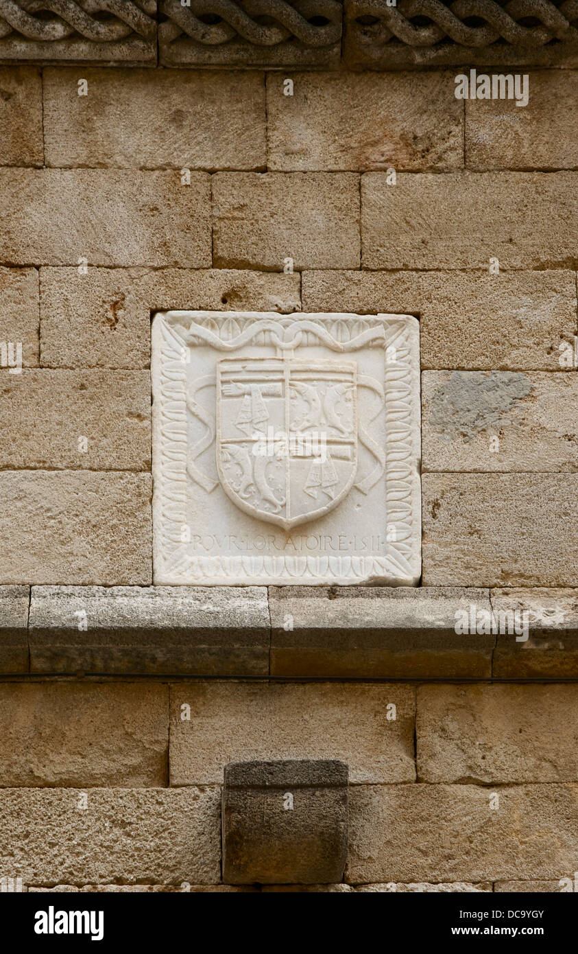 I bracci di Philippe de Villiers de l'Isle-Adam, la quarantaquattresima Gran Maestro dei Cavalieri di San Giovanni di Gerusalemme. Essa è stata sotto h Foto Stock