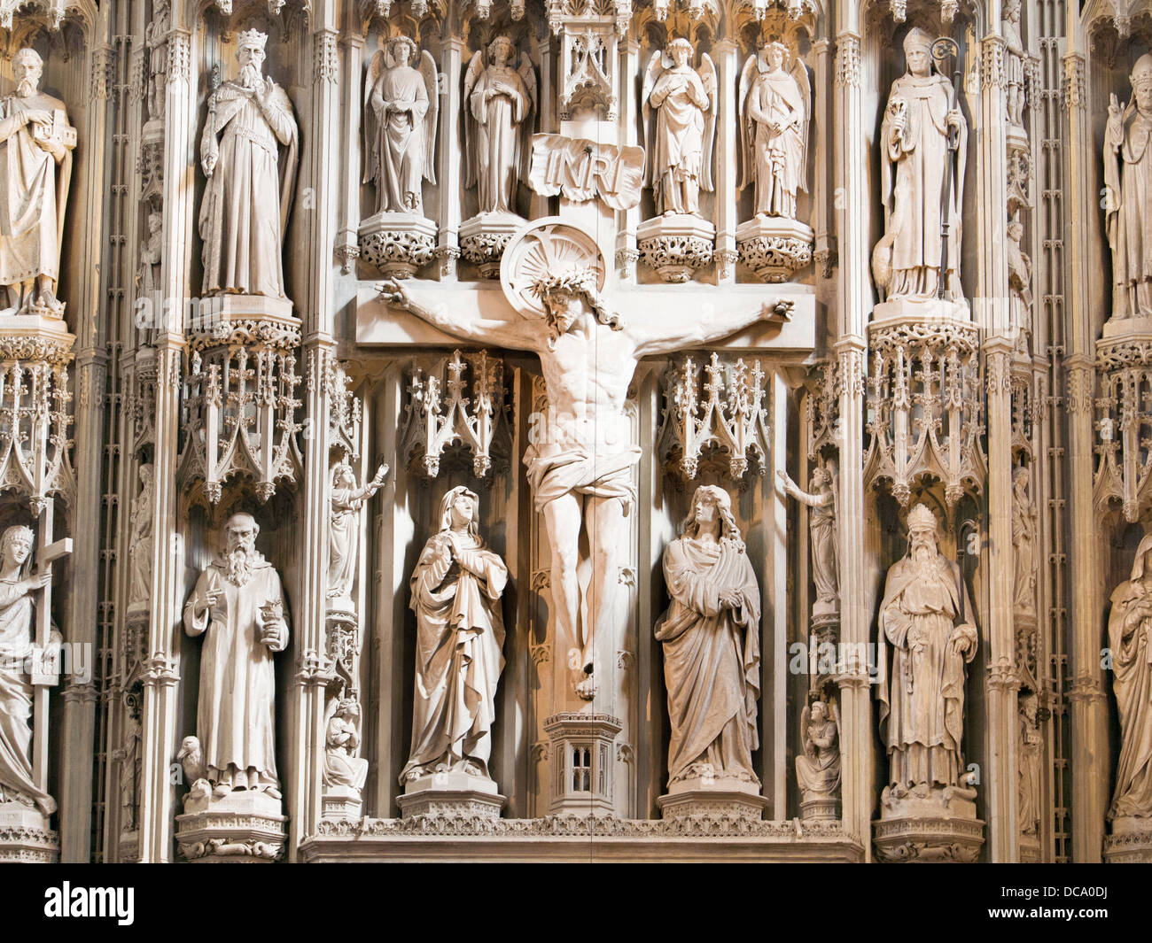 St Albans Cathedral in Hertfordshire, Inghilterra - il restaurato Wallingford schermo di c.1480 3 Foto Stock