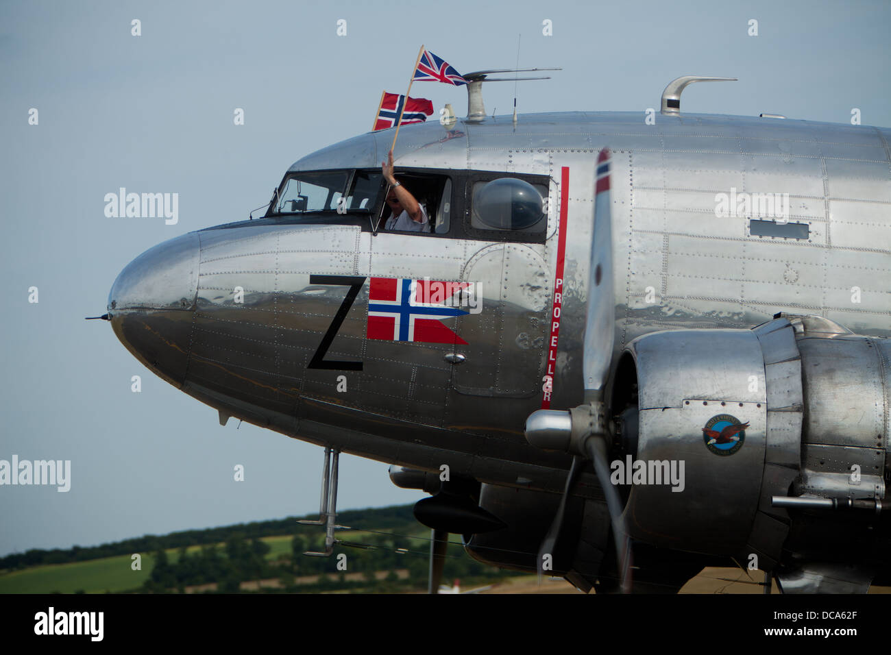 DC-3 velivolo da trasporto al Classic Ali Display , Duxford, REGNO UNITO Foto Stock