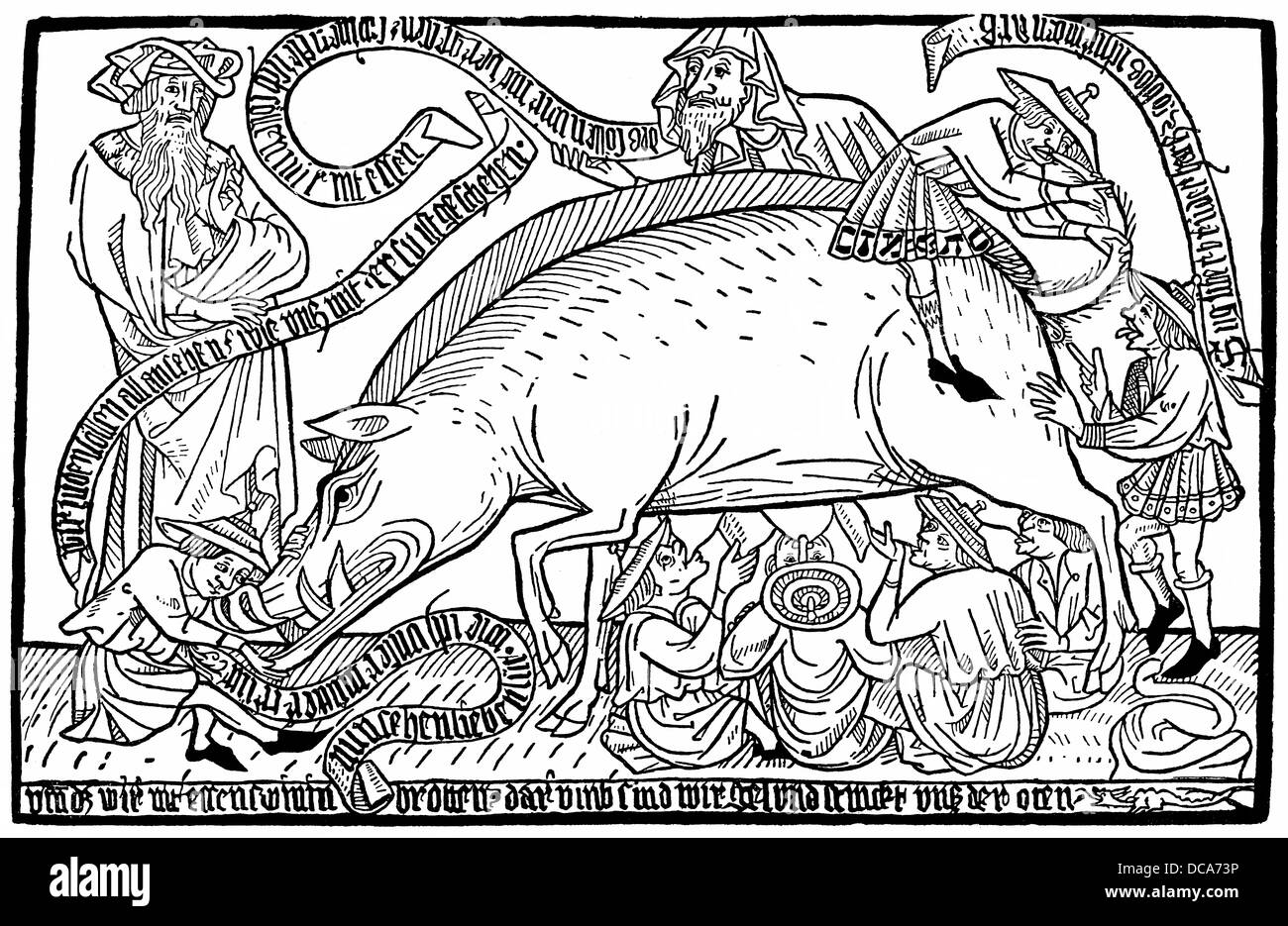 La caricatura dal 1475, l'anti-giudaismo cristiano o l' antisemitismo nel XV secolo in Germania Foto Stock