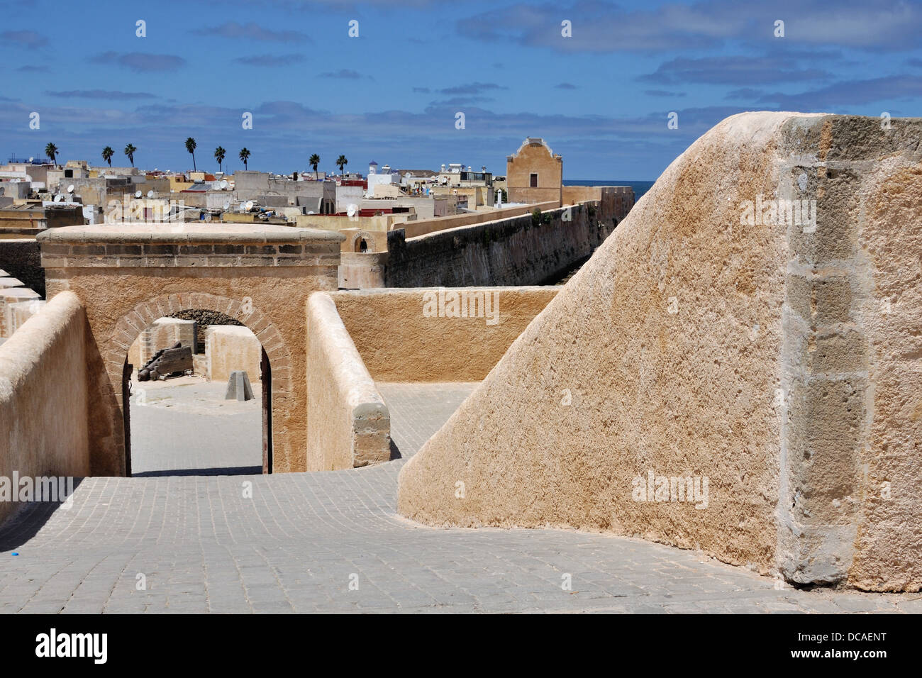 Le pareti del portoghese città fortificata di Mazagan, Marocco Foto Stock