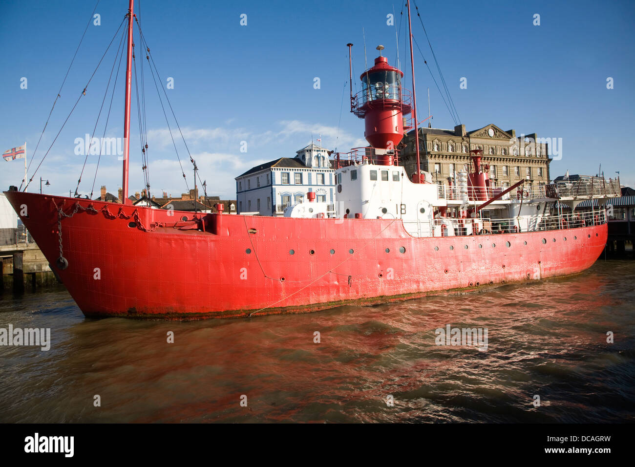 Red Trinity house lightship LV18 Harwich Essex Inghilterra Foto Stock