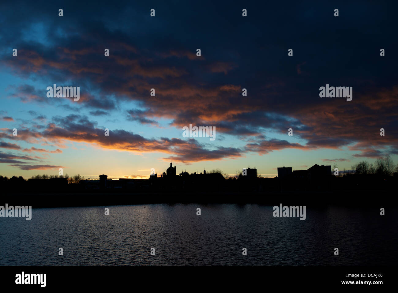 Sunset over Ibrox, Glasgow. Foto Stock