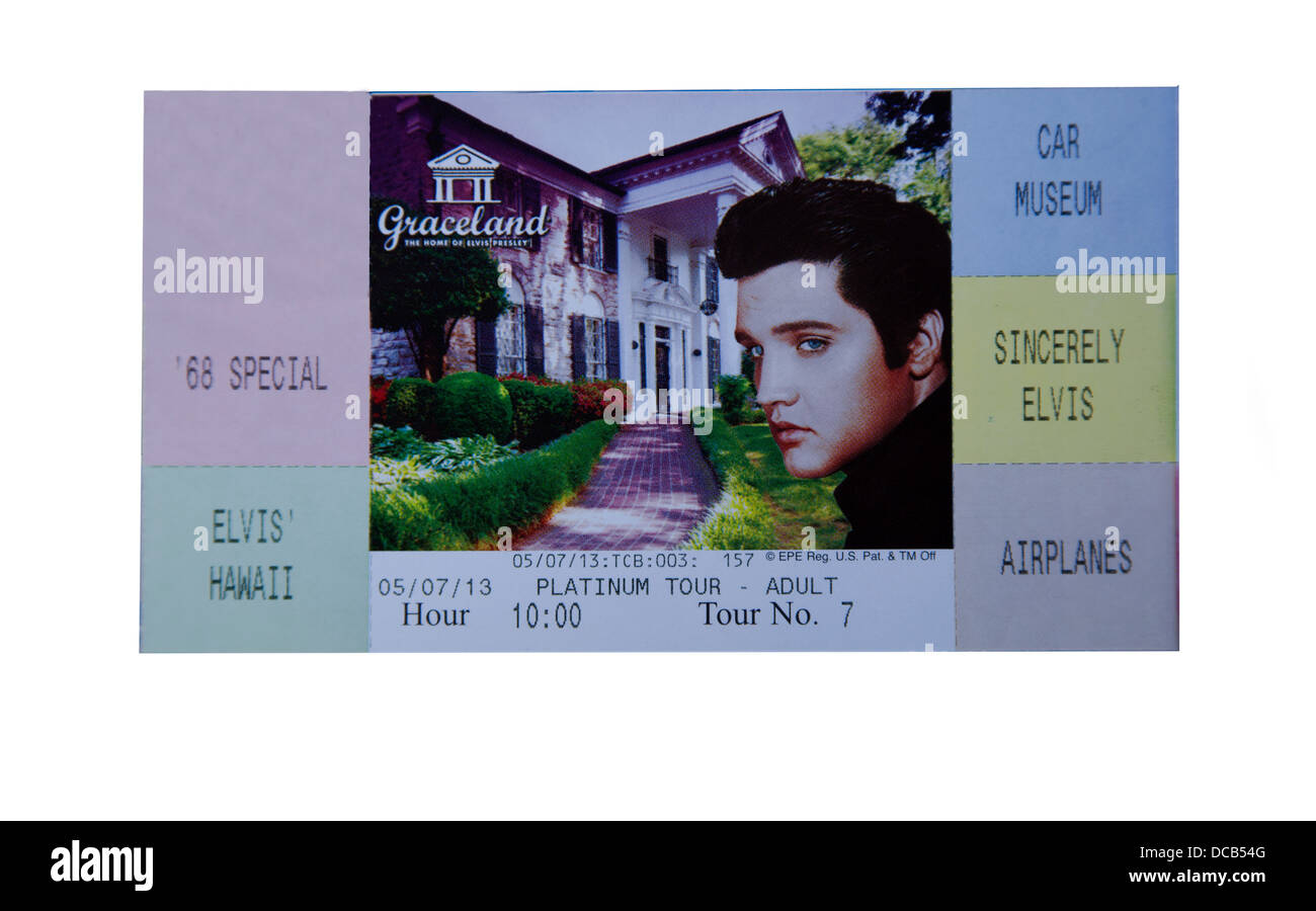 Biglietto di entrata per Graceland la casa di Elvis Presley in Memphis, Tennessee, Stati Uniti d'America Foto Stock