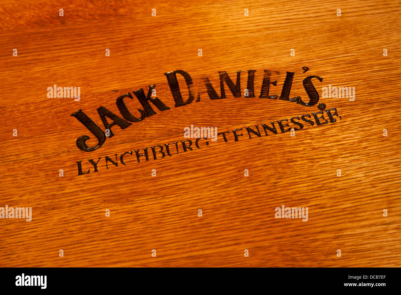 Barile di legno di Jack Daniel's Whiskey al Jack Daniel's distilleria di Lynchburg Tennessee USA Foto Stock