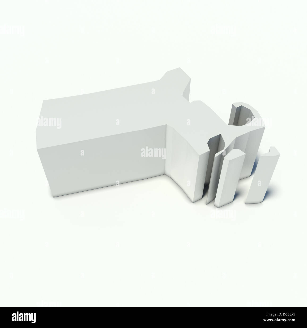 Mappa di Massachusetts in prospettiva e bianco Foto Stock