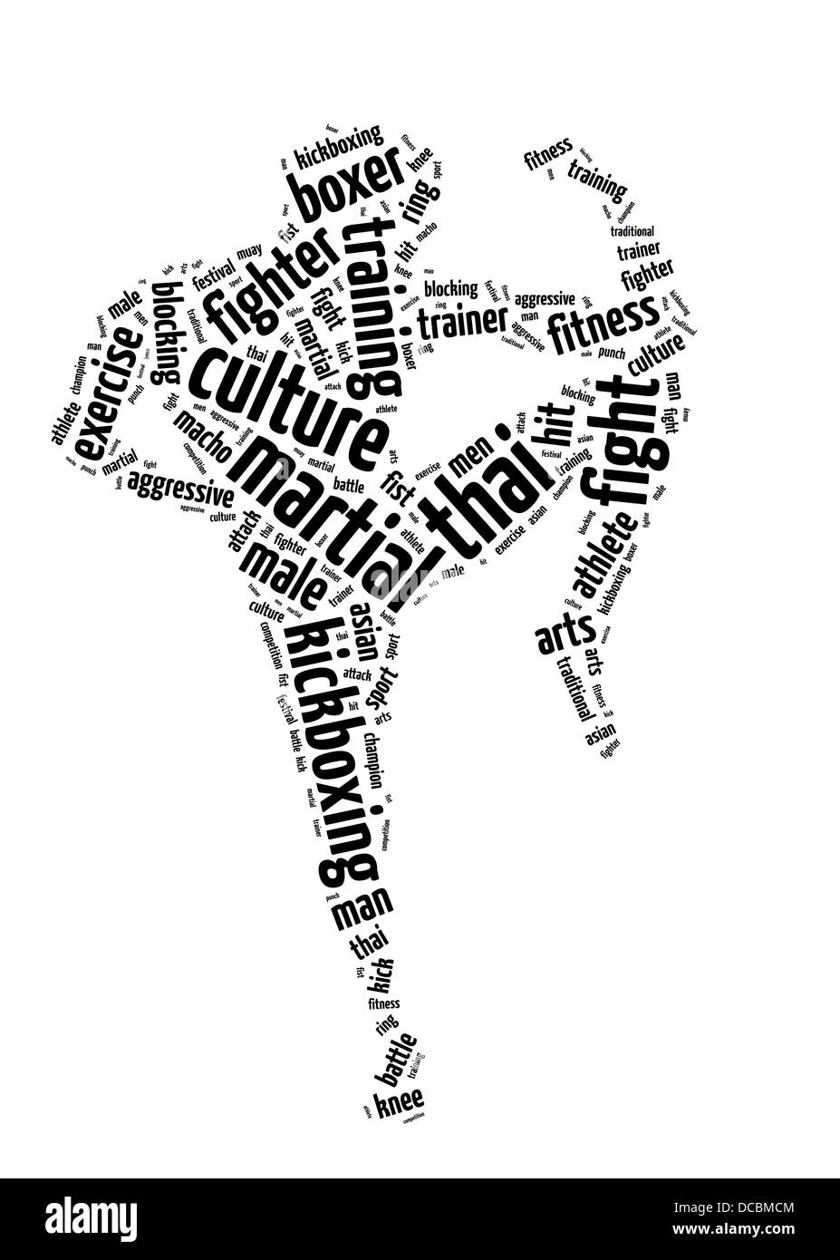 Parole illustrazione di muay thai-fighter in sfondo bianco Foto Stock