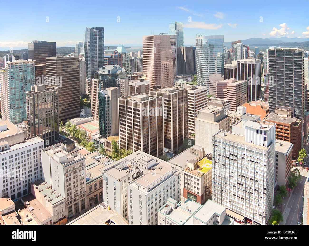 Una vista di Vancouver di grattacieli, British Columbia, Canada Foto Stock