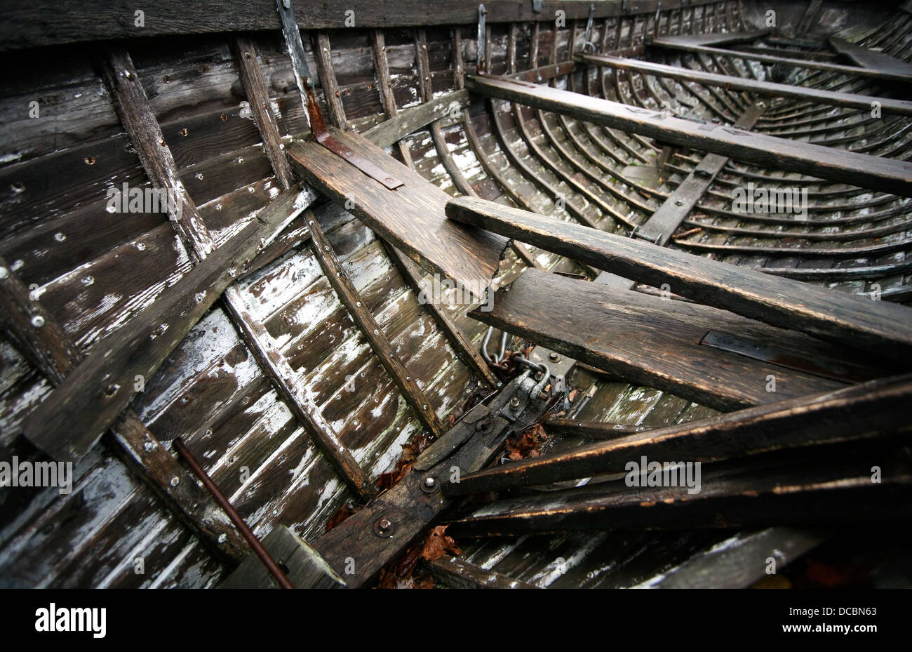 Lo scheletro di una barca Foto Stock