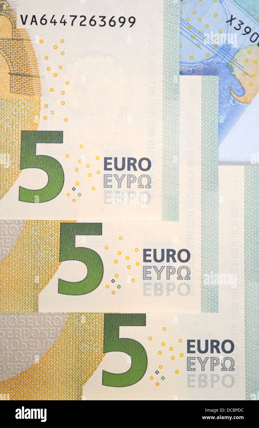 Banca europea note, valuta Euro dall'Europa, Euro. Foto Stock