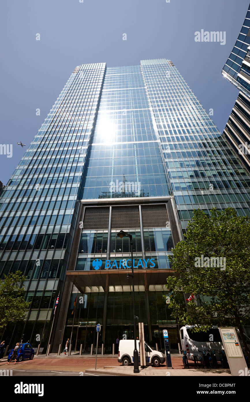 Barclays plc uno churchill place canary wharf Londra Inghilterra REGNO UNITO Foto Stock
