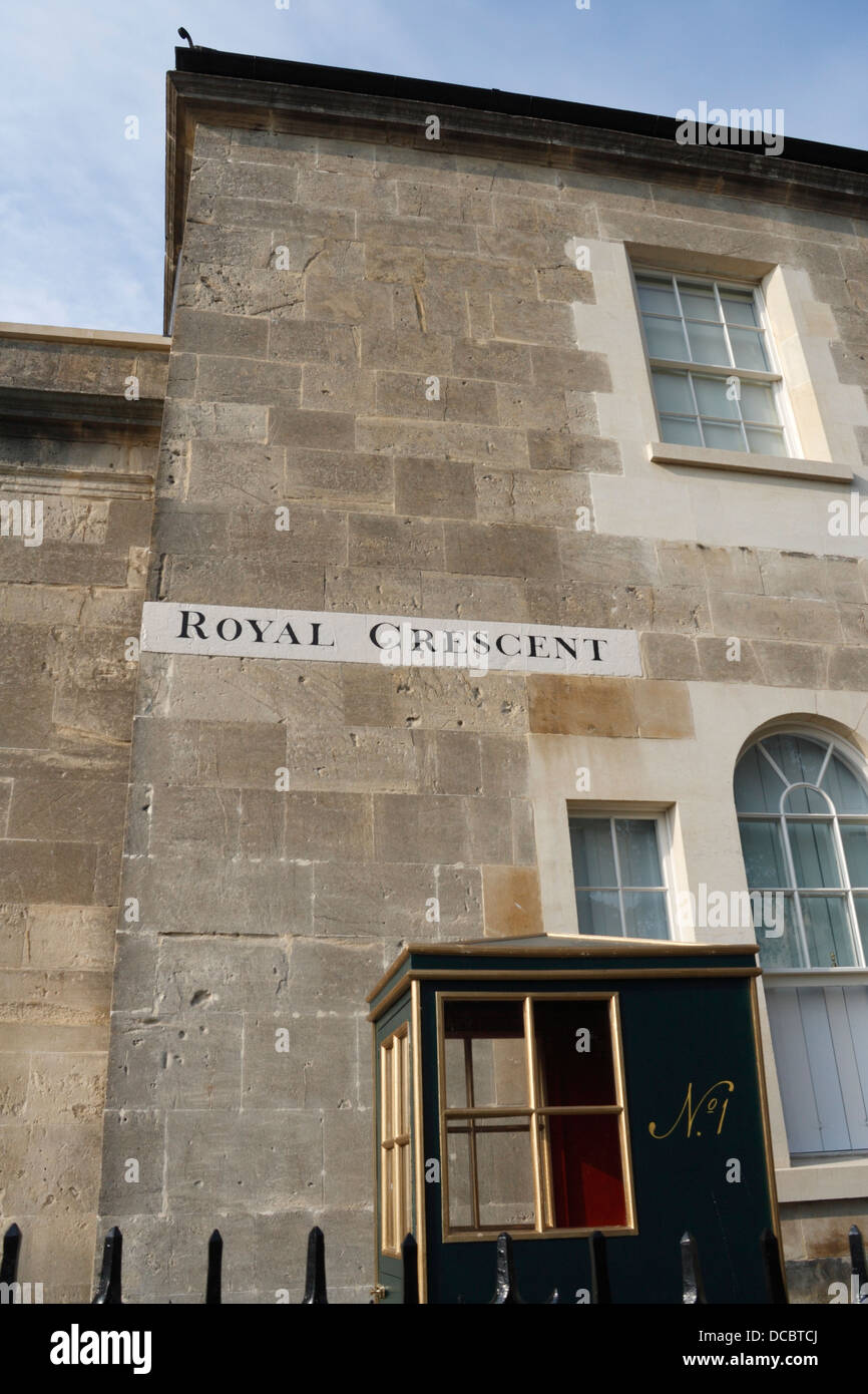 L'angolo della Royal Crescent a Bath Inghilterra Foto Stock