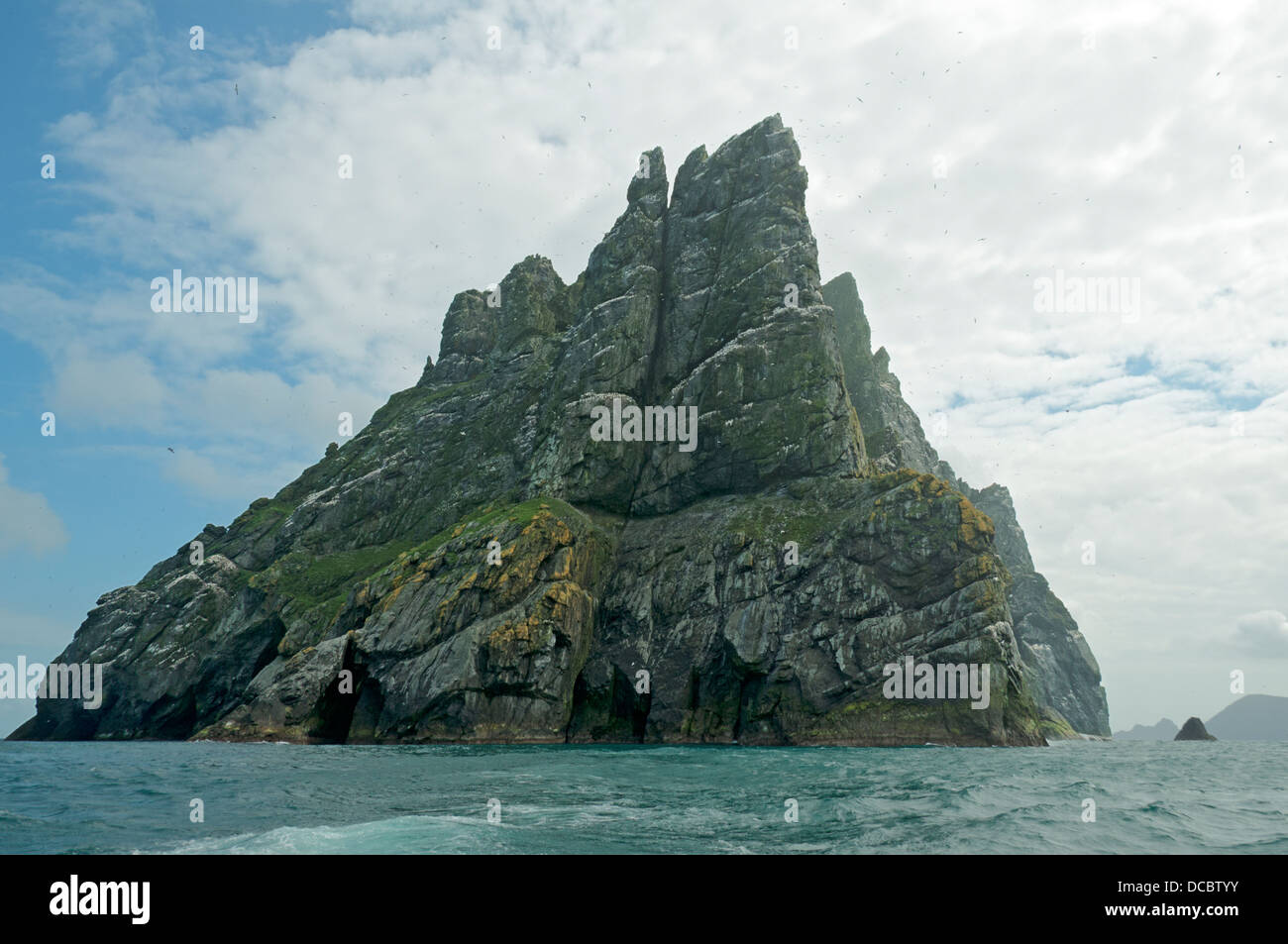 Scogliere sull isola di Boreray, St Kilda arcipelago, Ebridi Esterne, Scotland, Regno Unito Foto Stock