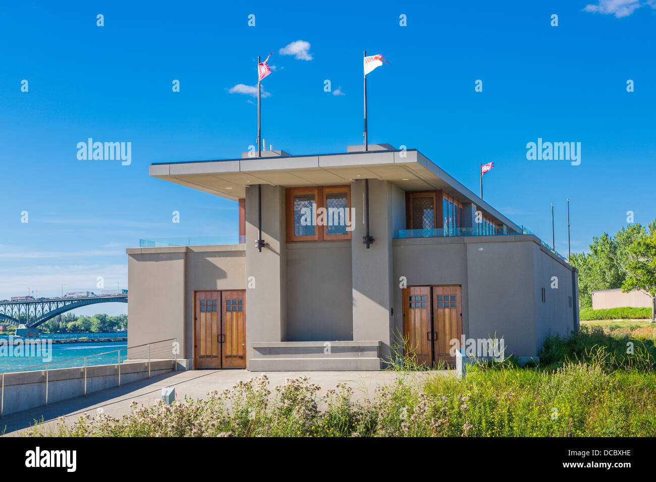 Frank Lloyd Wright progettato Fontana Boathouse nella città di Buffalo New York, Stati Uniti Foto Stock