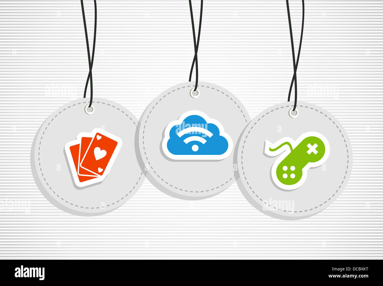 I videogamer cartellini illustrazione carte da poker joystick wifi set. File vettoriale stratificata per una facile manipolazione e colorazione personalizzata. Foto Stock