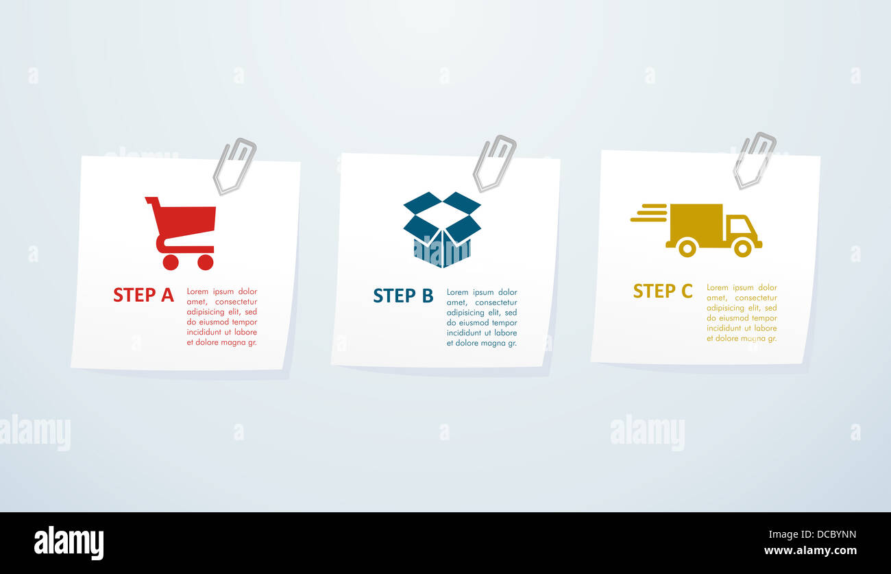 Web shopping e info spedizione icone grafiche per fasi. File vettoriale stratificata per una facile manipolazione e colorazione personalizzata. Foto Stock