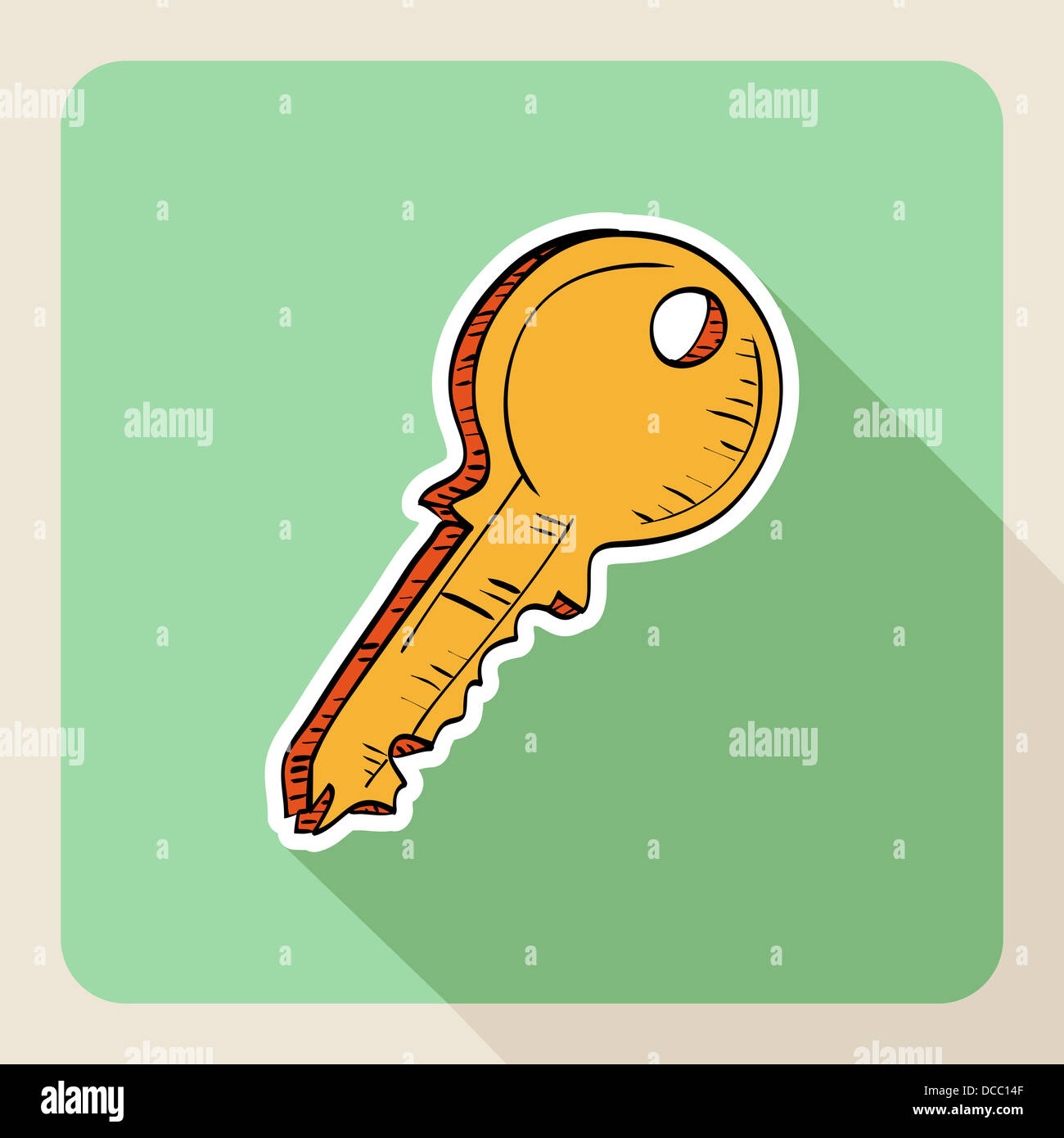 Disegnata a mano immobiliare icona piatta chiave di casa. File vettoriale stratificata per operazioni di editing semplici. Foto Stock