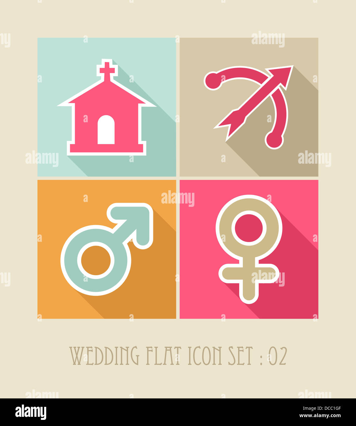 Piatto di nozze il set di icone di applicazioni internet: cerimonia di celebrazione i dettagli di pianificazione. File vettoriale stratificata per operazioni di editing semplici. Foto Stock