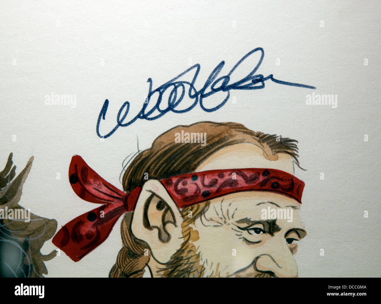 Willie Nelson autografo su un poster di Johnny Cash Museum di Nashville Tennessee USA Foto Stock