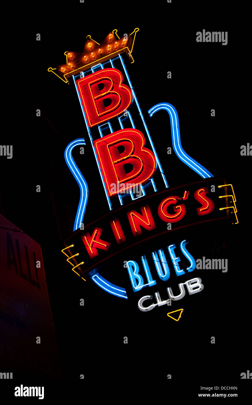 BB King's bar e club a Beale Street in notturna a Memphis, Tennessee, Stati Uniti d'America Foto Stock