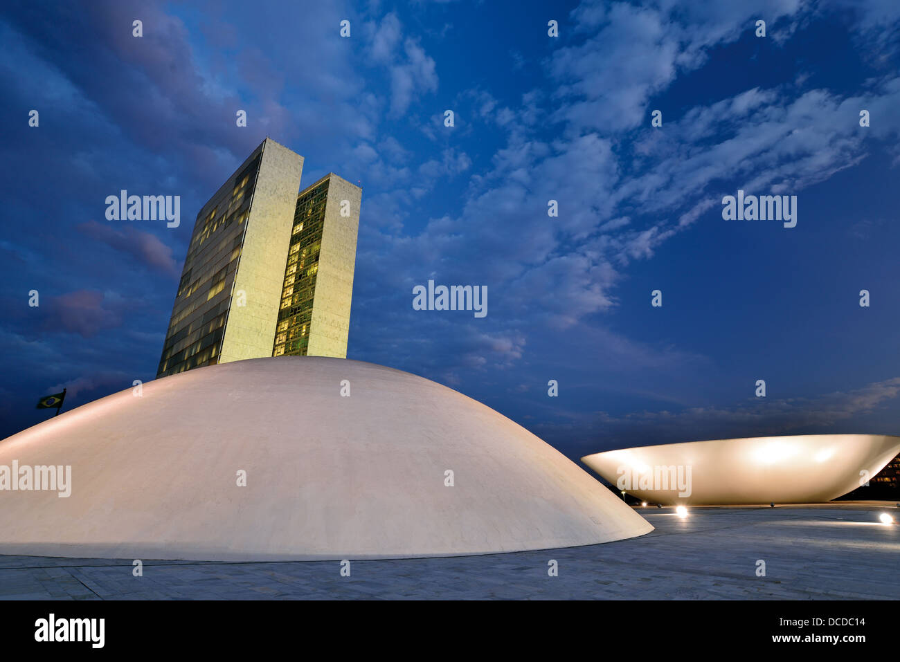 Il Brasile, Brasilia: Speciale vista del Congresso Nazionale di notte Foto Stock