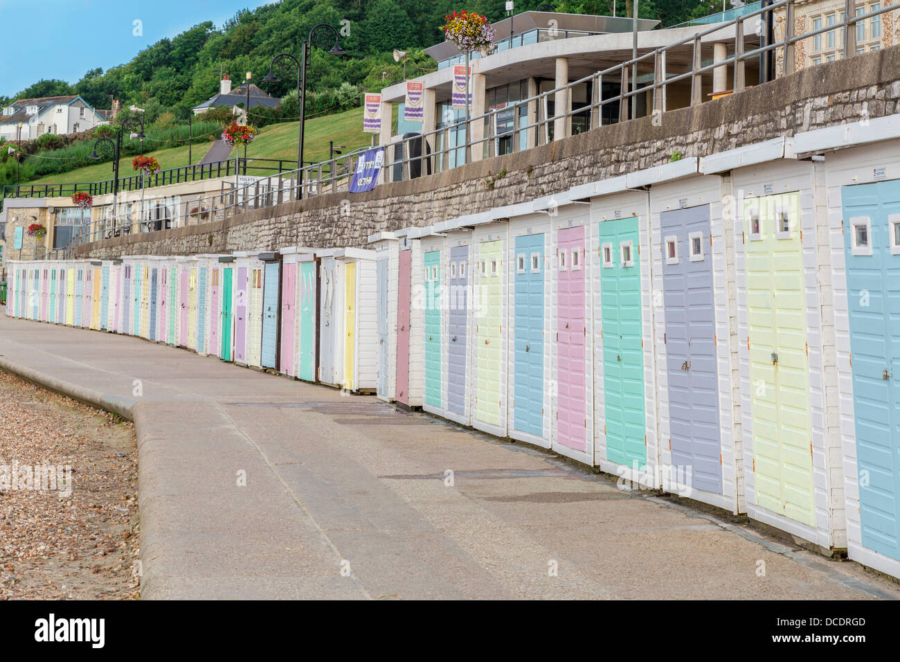 Cabine a Lyme Regis, Dorset Foto Stock